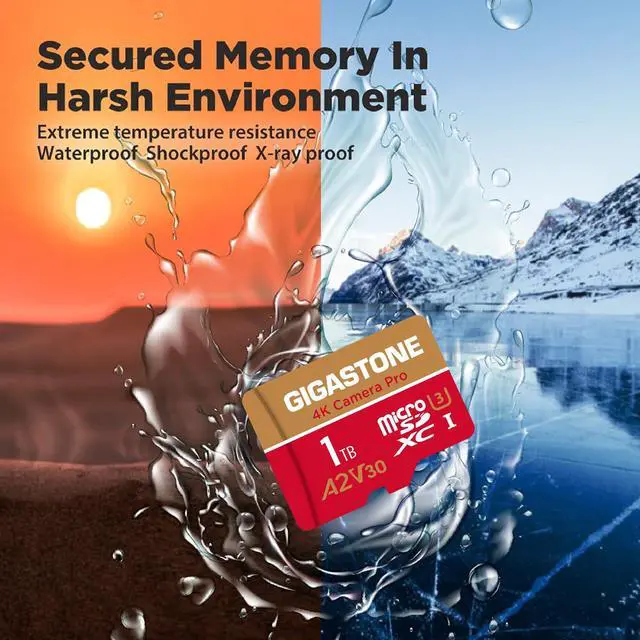Alt view image 8 of 11 - [5-Yrs Free Data Recovery] Gigastone 1TB Micro SD Card, 4K Camera Pro, R/W up to 150/140 MB/s, 4K Video Recording for GoPro, DJI, Drone, MicroSDXC Memory Card UHS-I U3 A2 V30, with Adapter