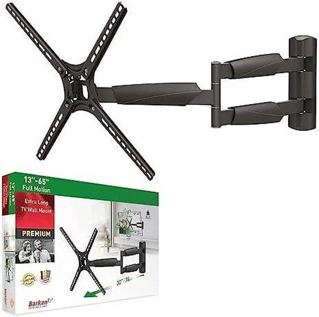 Alt view image 10 of 16 - barkan long tv wall mount, 13-65 inch full motion articulating - 4 movement flat/curved screen bracket, holds up to 79lbs, extremely extendable, fits led oled lcd