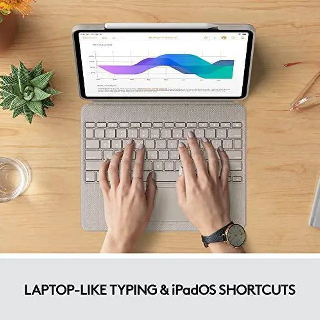 Alt view image 11 of 20 - Logitech Combo Touch Keyboard/Cover Case Folio for 12.9" Apple Logitech iPad Pro 5th Generation Tablet Sand 920010119