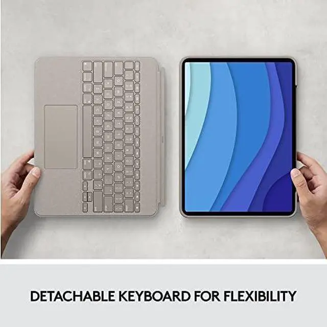Alt view image 14 of 20 - Logitech Combo Touch Keyboard/Cover Case Folio for 12.9" Apple Logitech iPad Pro 5th Generation Tablet Sand 920010119