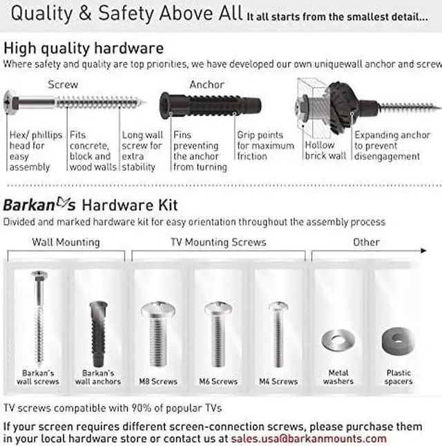 Alt view image 14 of 16 - barkan long tv wall mount, 13-65 inch full motion articulating - 4 movement flat/curved screen bracket, holds up to 79lbs, extremely extendable, fits led oled lcd