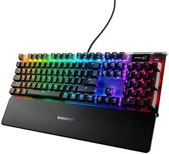 Alt view image 10 of 17 - steelseries apex 7 mechanical gaming keyboard - oled smart display - usb passthrough and media controls - linear and quiet - rgb backlit (red switch)