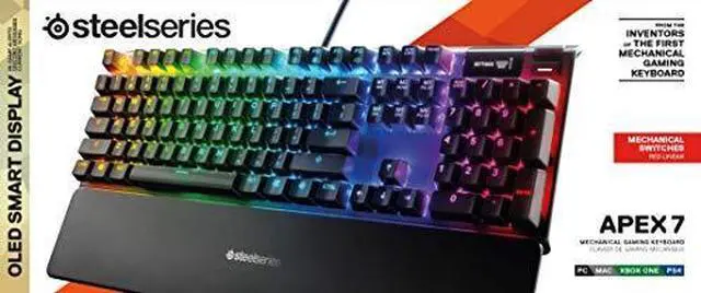 Alt view image 11 of 17 - steelseries apex 7 mechanical gaming keyboard - oled smart display - usb passthrough and media controls - linear and quiet - rgb backlit (red switch)