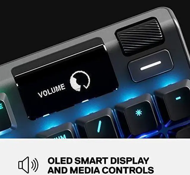 Alt view image 16 of 17 - steelseries apex 7 mechanical gaming keyboard - oled smart display - usb passthrough and media controls - linear and quiet - rgb backlit (red switch)