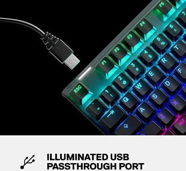 Alt view image 15 of 17 - steelseries apex 7 mechanical gaming keyboard - oled smart display - usb passthrough and media controls - linear and quiet - rgb backlit (red switch)