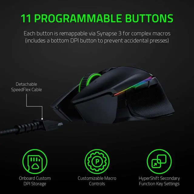 Alt view image 13 of 16 - Razer Basilisk Ultimate Hyperspeed Wireless Gaming Mouse: Fastest Gaming Mouse Switch - 20K DPI Optical Sensor - Chroma RGB Lighting - 11 Programmable Buttons - 100 Hr Battery - Classic Black