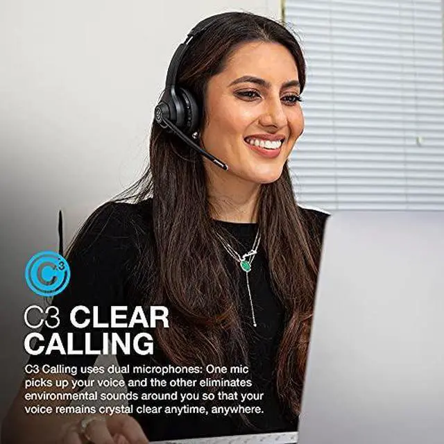 Alt view image 15 of 17 - JLab Go Work Wireless On-Ear Headphones with Boom Mic, Bluetooth or Wired Office Headset, Multipoint Connect, 45+ Hours Playtime, Mute LED Indicator, Clear Phone and Video Call Audio,