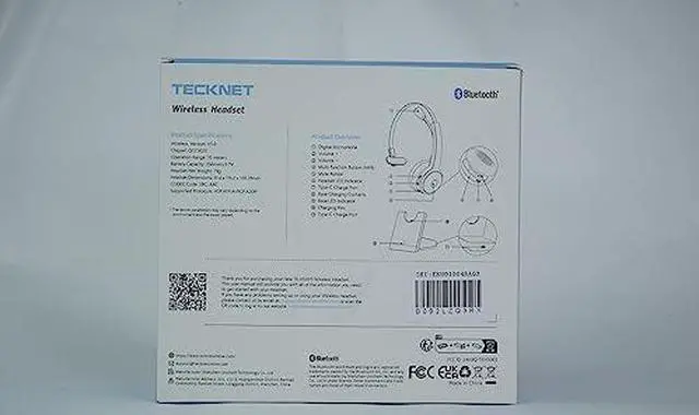 Alt view image 8 of 9 - tecknet bluetooth 5.0 wireless headset with ai noise cancelling microphone and charging base for laptop, on ear bluetooth headphone telephone headset for pc, cell phone, skype, all day battery life