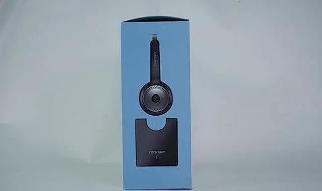 Alt view image 6 of 9 - tecknet bluetooth 5.0 wireless headset with ai noise cancelling microphone and charging base for laptop, on ear bluetooth headphone telephone headset for pc, cell phone, skype, all day battery life