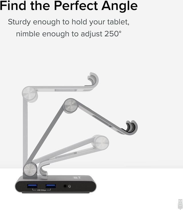 Alt view image 11 of 15 - Plugable 8-in-1 USB C Docking Station for iPad with Stand, 100W Pass-through Charging USB-C Hub, 1x HDMI, 2x USB, Audio, and SD, Compatible with Windows, iPadOS, USB-C Phones, and Tablets