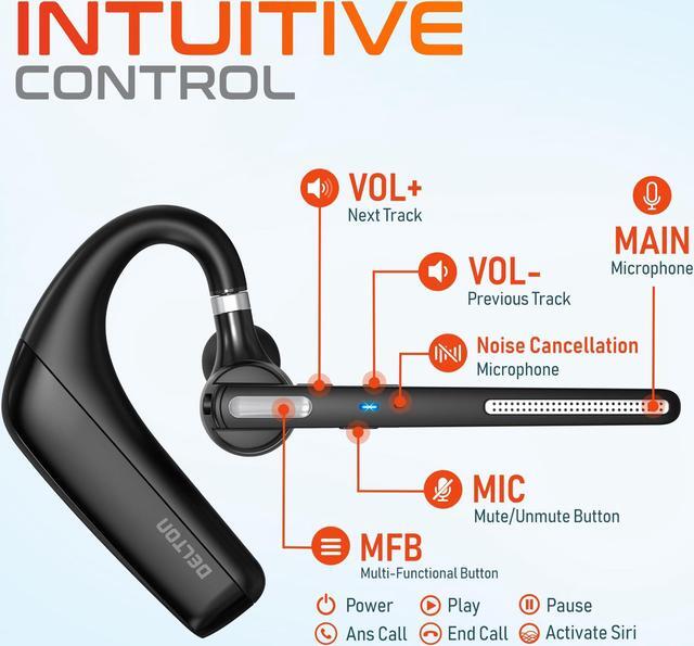 Alt view image 13 of 20 - Delton 90X Noise Canceling Wireless Computer Headset, Auto Pair with PC/Laptop, Earbud for Work 100H, Work from Home, Video Conferencing Headset Compatible with Zoom, Meet, MS Teams