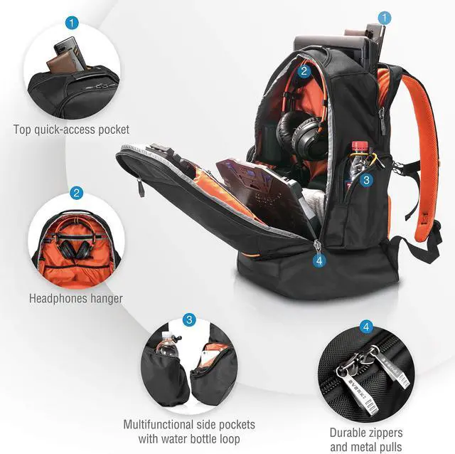 Alt view image 13 of 17 - Everki ContemPRO 117 Laptop Backpack up to 18.4 inch Black Bags and Sleeves