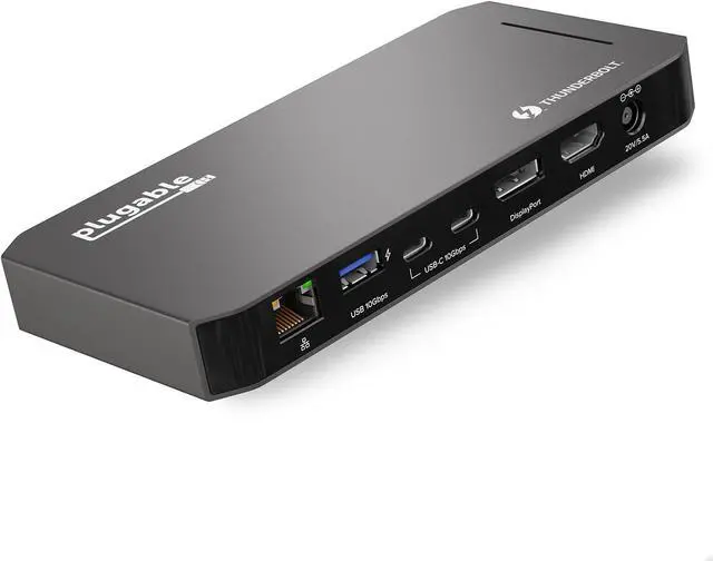 Alt view image 20 of 20 - Plugable Thunderbolt 3 and USB C Docking Station with 96W Charging - Compatible with Mac and Windows Laptops, DisplayPort and HDMI, 2X USB-C, 3X USB 3.0, Gigabit Ethernet, Audio Jack - Horizontal