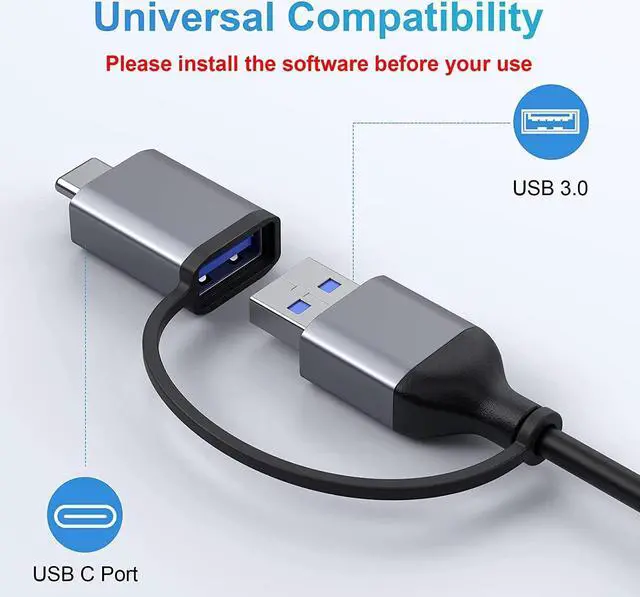 Alt view image 3 of 7 - USB 3.0 to Dual HDMI Docking Station, USB C/USB 3.0 Adapter Laptop Docking Station Dual Monitor HDMI Splitter for Windows and Mac, USB C Hub Dongle for Dell/ HP/ Lenovo/ Surface and MacBook Pro/Air M1
