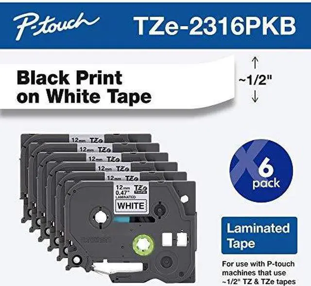 Alt view image 11 of 17 - Brother P-touch TZe-231 Laminated Label Maker Tape 1/2" x 26-2/10' Black on White 6/Pack (TZe-2316PKB) TZE-2316PKB