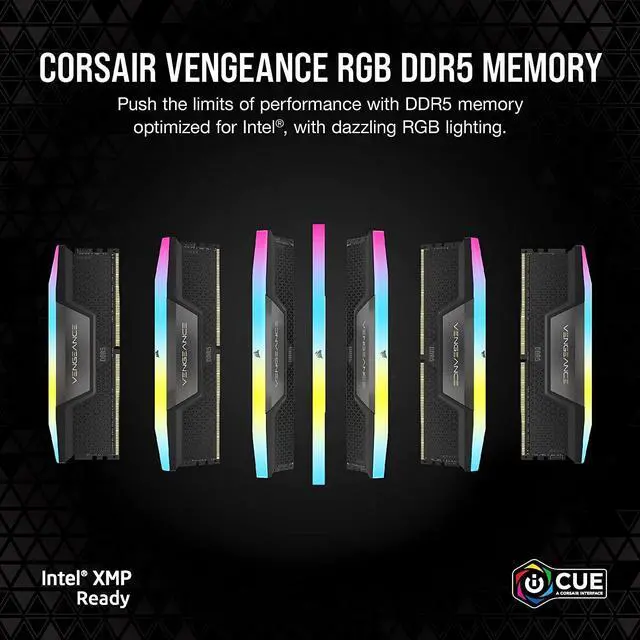 Alt view image 7 of 7 - CORSAIR - VENGEANCE RGB 32GB (2x16GB) 6400MHz DDR5 C32 DIMM Desktop Memory - Black (CMH32GX5M2B6400C32)