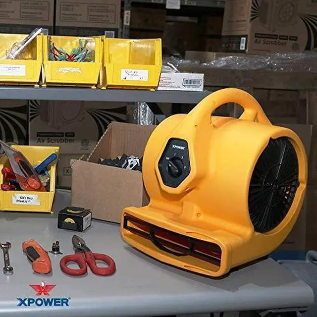 Alt view image 7 of 12 - XPOWER P-130A Mini Mighty Air Mover, Utility Fan, Dryer, Blower with Build-in Power Outlets for Water Damage Restoration, Home and Plumbing Use - 1/5 HP, 825 CFM, 3 Speeds
