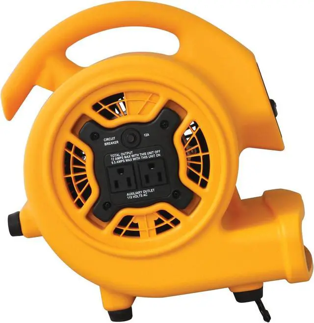 Alt view image 4 of 12 - XPOWER P-130A Mini Mighty Air Mover, Utility Fan, Dryer, Blower with Build-in Power Outlets for Water Damage Restoration, Home and Plumbing Use - 1/5 HP, 825 CFM, 3 Speeds