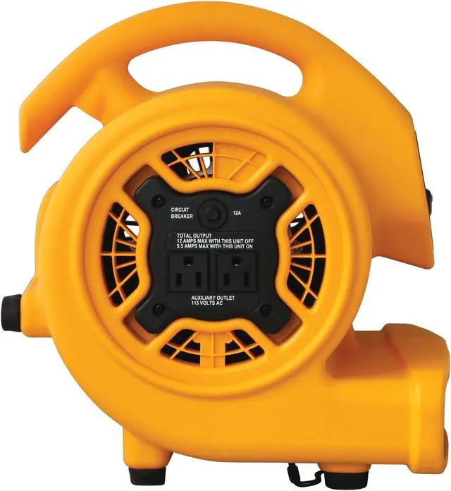 Alt view image 5 of 12 - XPOWER P-130A Mini Mighty Air Mover, Utility Fan, Dryer, Blower with Build-in Power Outlets for Water Damage Restoration, Home and Plumbing Use - 1/5 HP, 825 CFM, 3 Speeds