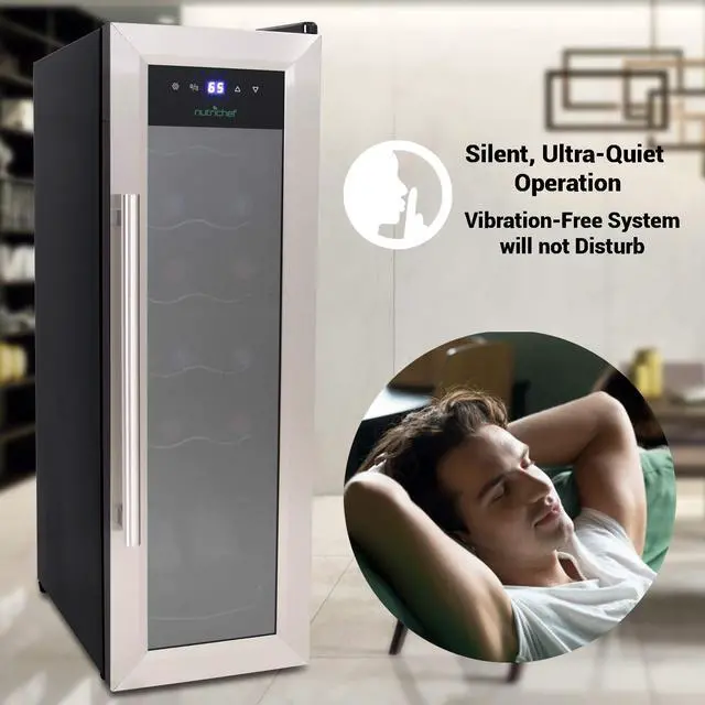 Alt view image 5 of 8 - 12 Bottle Wine Cooler Refrigerator - White Red Wine Fridge Chiller Countertop Wine Cooler - Freestanding Compact Mini Wine Fridge 12 Bottle W/Digital Control, Stainless Steel Door - Nutrichef Pkcwc12