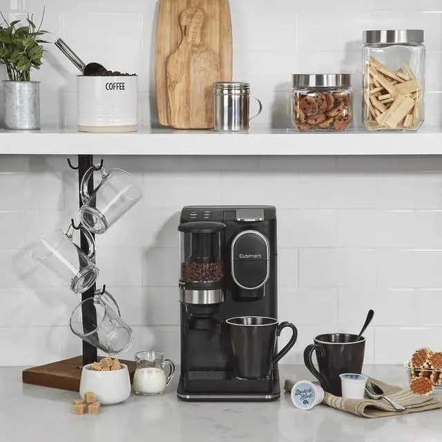 Alt view image 3 of 7 - Cuisinart DGB-2C Conical Burr Grind and Brew Single-Serve Coffee Maker, Auto Grind Whole Beans directly into HomeBarista Reusable Filter Cup , black