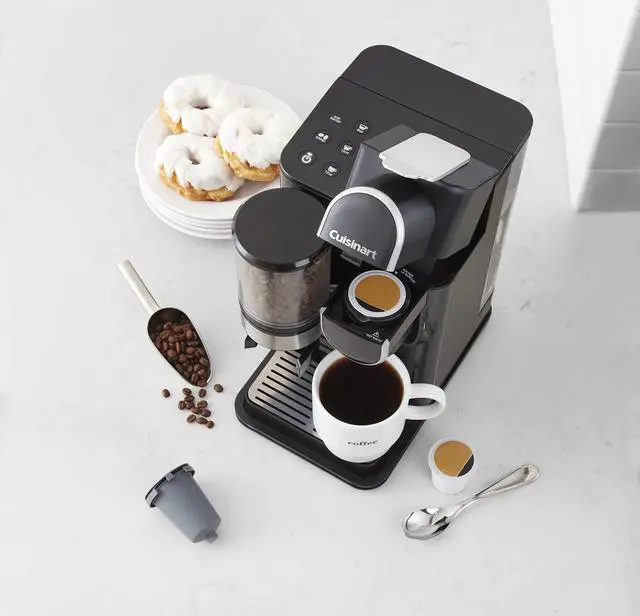 Alt view image 4 of 7 - Cuisinart DGB-2C Conical Burr Grind and Brew Single-Serve Coffee Maker, Auto Grind Whole Beans directly into HomeBarista Reusable Filter Cup , black
