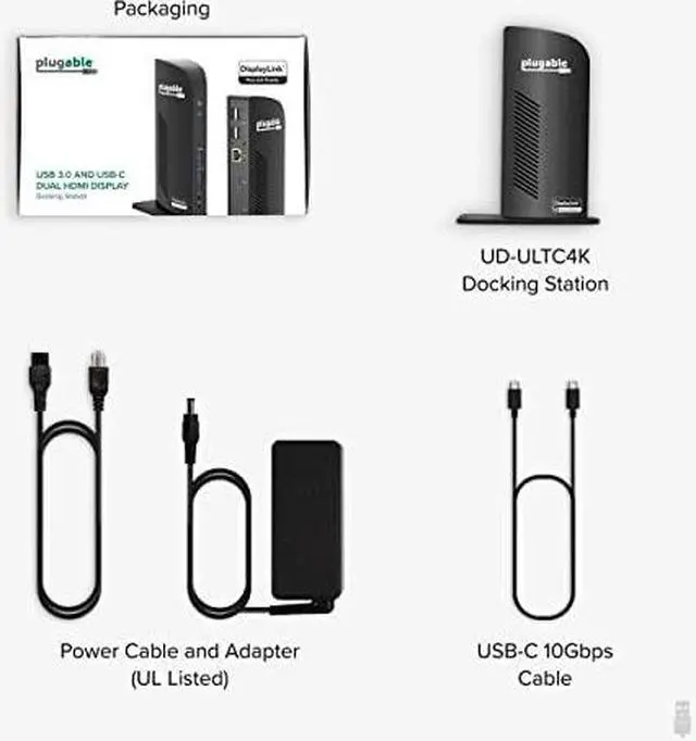 Alt view image 15 of 18 - Plugable USB C 4K Triple Monitor Laptop Docking Station with 100W Power Delivery, 3x HDMI and 3x DisplayPort, for Thunderbolt 3/4 and USB-C Windows and Mac