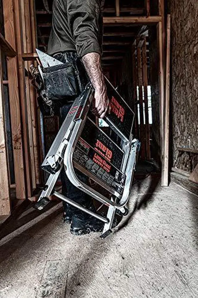 Alt view image 17 of 20 - 2 Steps, Aluminum Step Stool, 300 lb. Load Capacity, Gray LITTLE GIANT 10210BA