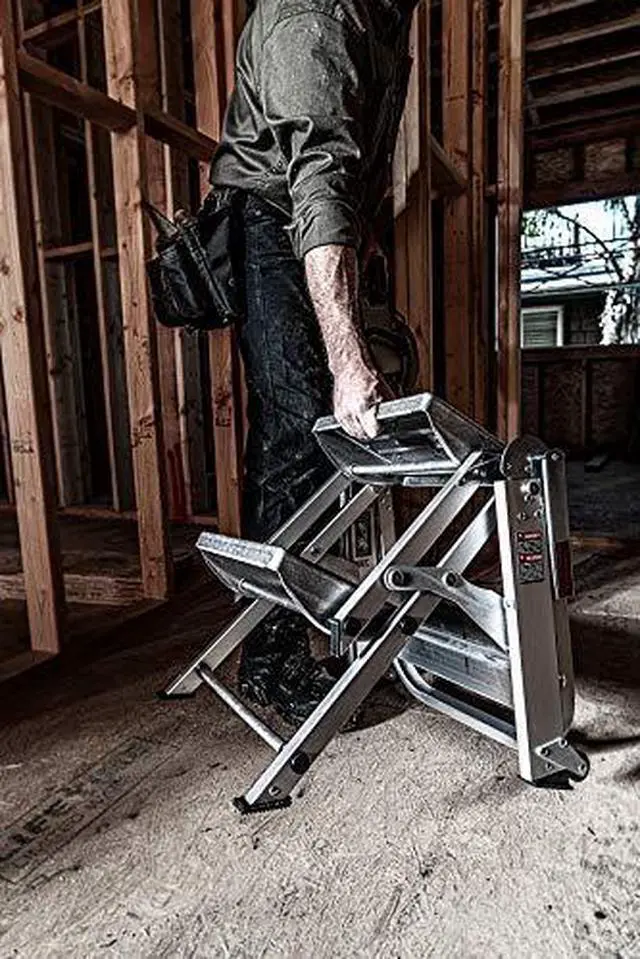 Alt view image 19 of 20 - 2 Steps, Aluminum Step Stool, 300 lb. Load Capacity, Gray LITTLE GIANT 10210BA