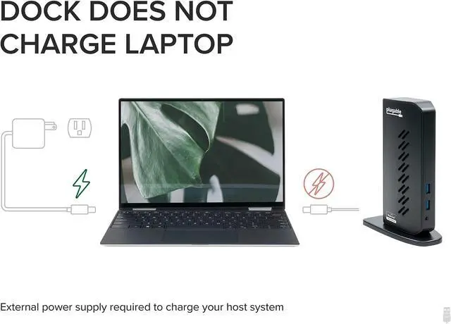 Alt view image 12 of 15 - Plugable USB 3.0 and USB-C Universal Laptop Docking Station for Windows and Mac (Dual Video HDMI, Gigabit Ethernet, Audio, 6 USB Ports)