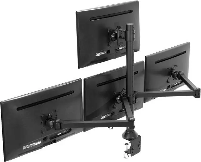 Alt view image 8 of 14 - VIVO Steel Quad Monitor Heavy Duty Desk Mount 3 + 1 Fully Adjustable Stand | Holds 4 Screens up to 32" (STAND-V104A)