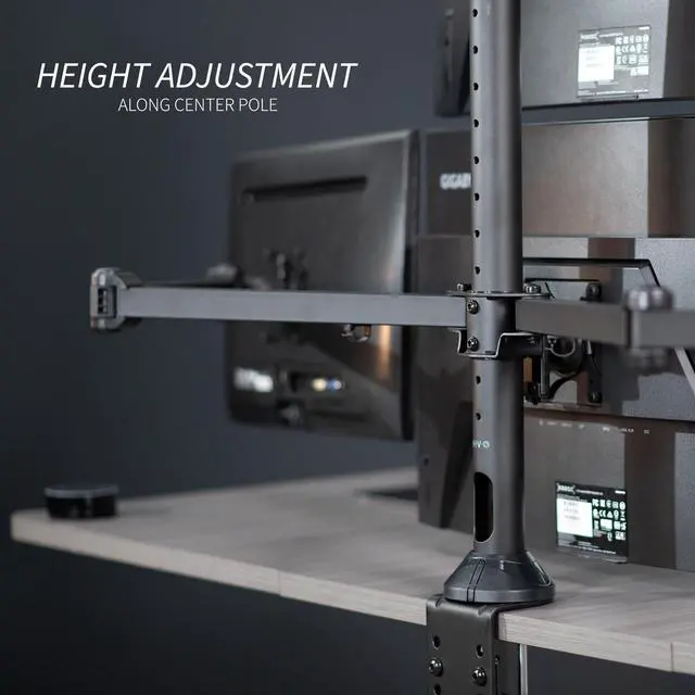 Alt view image 13 of 14 - VIVO Steel Quad Monitor Heavy Duty Desk Mount 3 + 1 Fully Adjustable Stand | Holds 4 Screens up to 32" (STAND-V104A)