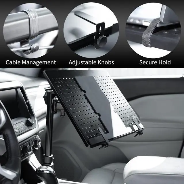 Alt view image 14 of 14 - VIVO Single Laptop Notebook Car Mount, Swivel Arm Adjustable Extension Clamp, Black, MOUNT-CAR01