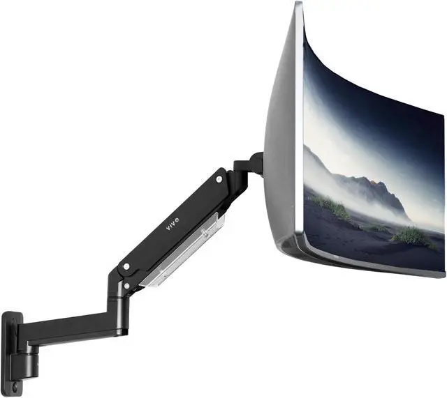 Alt view image 7 of 14 - VIVO Black Premium Aluminum Pneumatic Monitor Arm Wall Mount for Ultrawide Screens up to 49" and 44 lbs, MOUNT-V101G1