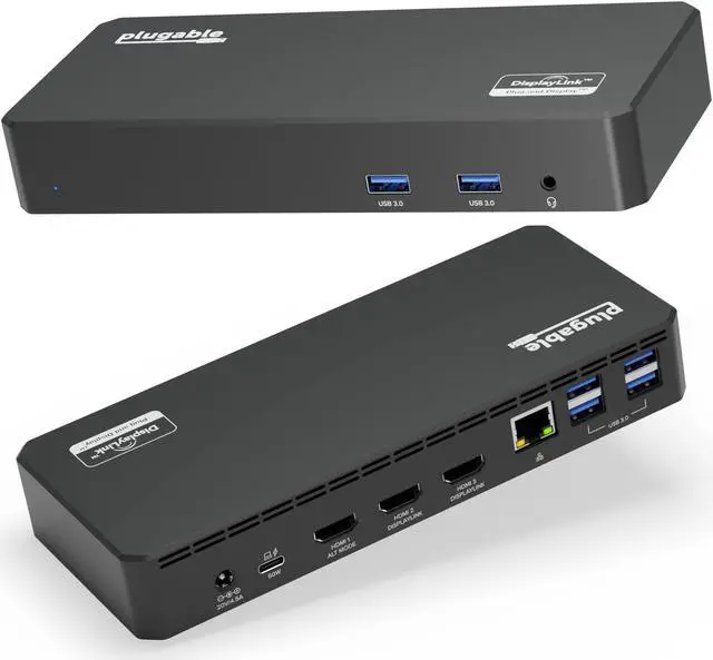 Alt view image 13 of 20 - Plugable USB C Triple Display Docking Station with Laptop Charging, Thunderbolt 3 or USB C Dock Compatible with Specific Windows and Mac Systems (3x HDMI, 6x USB Ports, 60W USB PD)