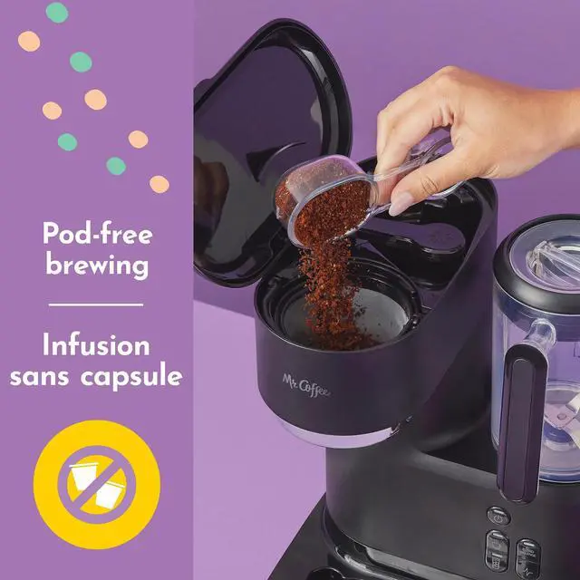 Alt view image 4 of 6 - Mr. Coffee 3-in-1 Single-Serve Frappe, Iced, and Hot Coffee Maker and Blender | Coffee Machine with Reusable Filter, Scoop, Recipe Book and 2 Tumblers | Black