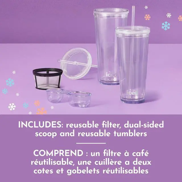 Alt view image 2 of 6 - Mr. Coffee 3-in-1 Single-Serve Frappe, Iced, and Hot Coffee Maker and Blender | Coffee Machine with Reusable Filter, Scoop, Recipe Book and 2 Tumblers | Black