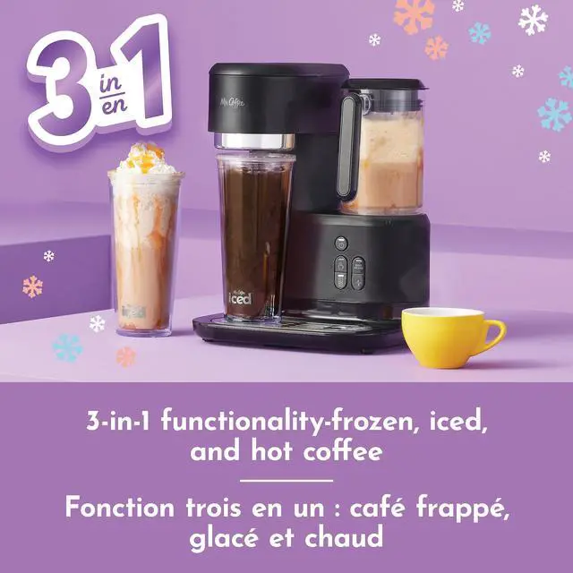 Alt view image 6 of 6 - Mr. Coffee 3-in-1 Single-Serve Frappe, Iced, and Hot Coffee Maker and Blender | Coffee Machine with Reusable Filter, Scoop, Recipe Book and 2 Tumblers | Black