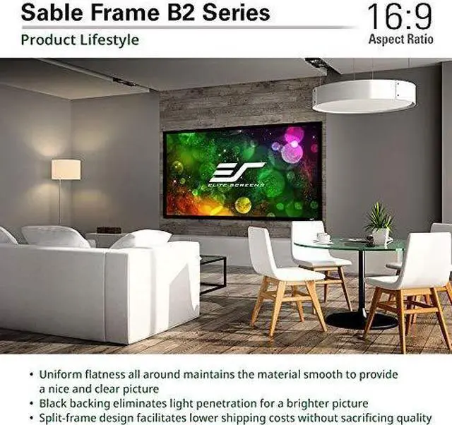 Alt view image 11 of 15 - elite screens sable frame b2, 120-inch diag. 16:9, active 3d 4k / 8k ultra hd fixed frame home theater projection projector scr
