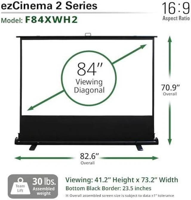 Alt view image 6 of 10 - Elite Screens ezCinema F84XWH2 Projection Screen - 16:9