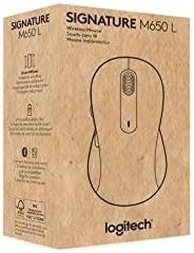 Alt view image 2 of 7 - Logitech Signature M650 L Full Size Wireless Mouse - For Large Sized Hands, 2-Year Battery, Silent clicks, customizable Side Buttons, Bluetooth, for PcMacMulti-Devicechromebook - Black