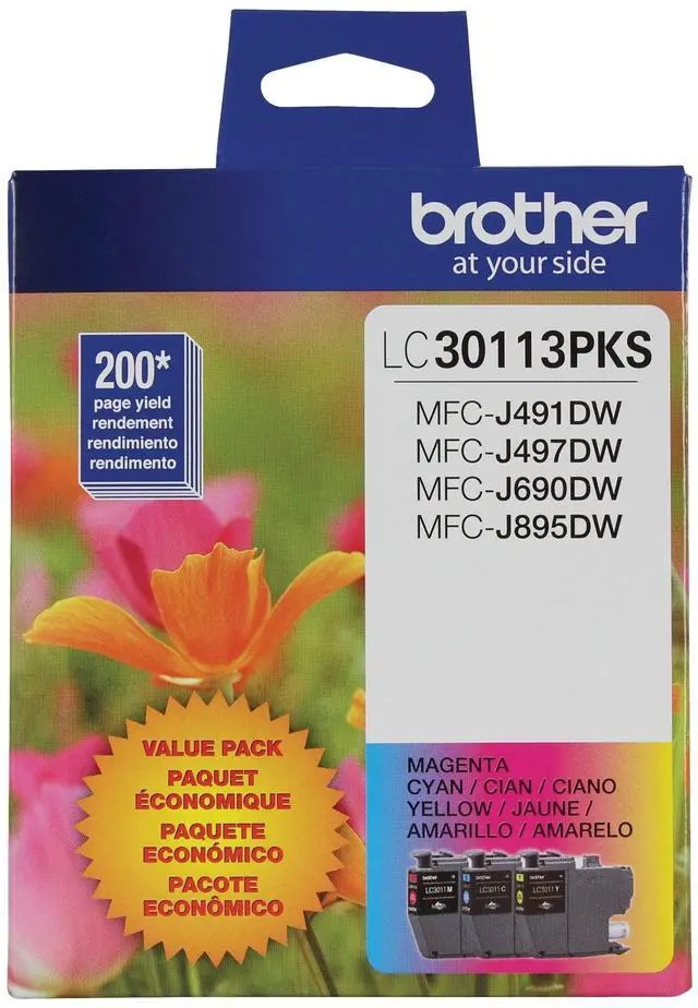 Alt view image 12 of 18 - Brother LC30113PKS Ink Cartridge - Combo Pack - Cyan/Magenta/Yellow