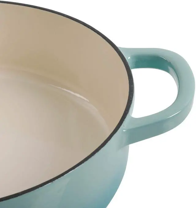 Alt view image 10 of 13 - Crock Pot Artisan 5 Quart Enameled Cast Iron Braiser Pan with Lid in Gradient Aqua Blue