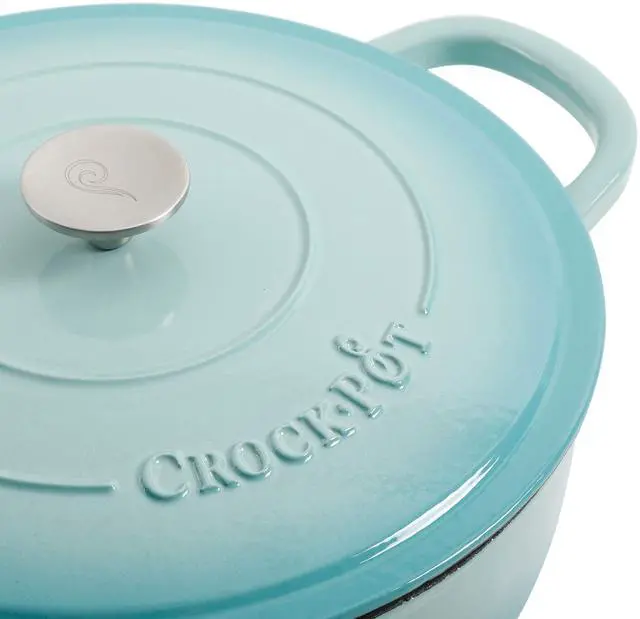 Alt view image 11 of 13 - Crock Pot Artisan 5 Quart Enameled Cast Iron Braiser Pan with Lid in Gradient Aqua Blue