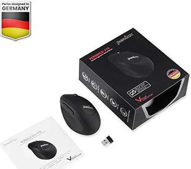 Alt view image 11 of 15 - Perixx PERIMICE-719 Wireless 2.4GHz Ergonomic Small Vertical Optical Mouse - Portable Small Design - 3 Adjustable DPI(800/1200/1600) - Black - Nano USB receiver Included