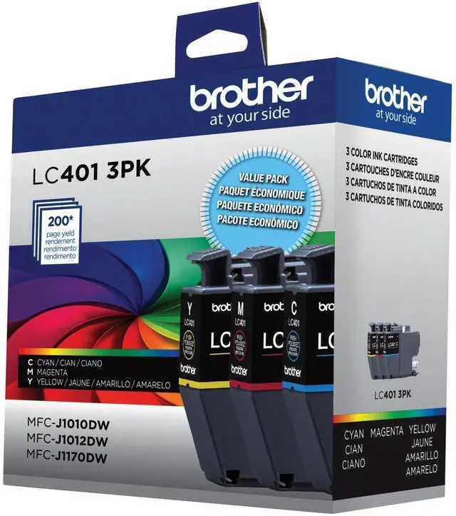 Alt view image 20 of 20 - Brother LC401 Cyan/Magenta/Yellow Standard Yield Ink Cartridges 3/Pack (LC4013PKS)
