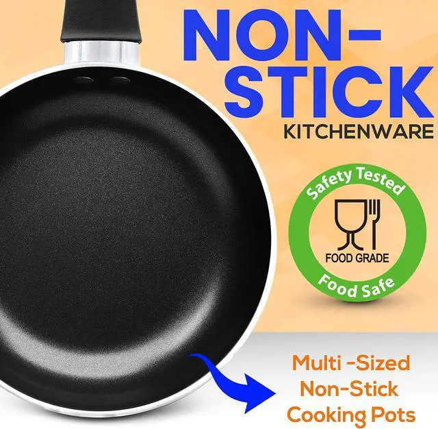 Alt view image 6 of 7 - SereneLife Kitchenware Pots & Pans Basic Kitchen Cookware, Black Non-Stick Coating Inside, Heat Resistant Lacquer (20-Piece Set), One Size, Blue