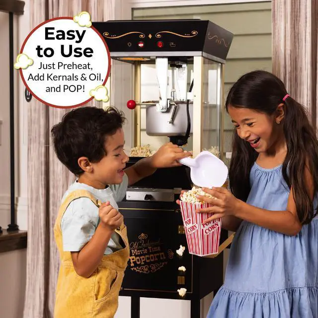 Alt view image 11 of 14 - nostalgia ccp510bk vintage professional popcorn cart-new 8-ounce kettle-53 inches tall-black