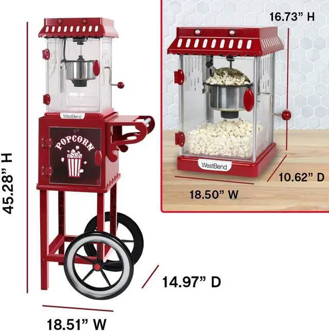 Alt view image 8 of 12 - West Bend PCMC20RD13 Popcorn Cart Popcorn Maker