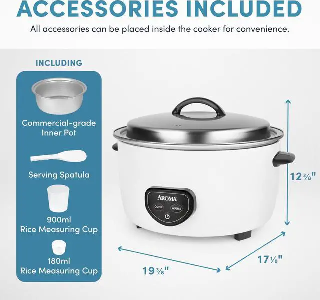 Alt view image 9 of 12 - AROMA® Commercial 60-Cup (Cooked) / 14Qt. Rice & Grain Cooker (ARC-1430E)